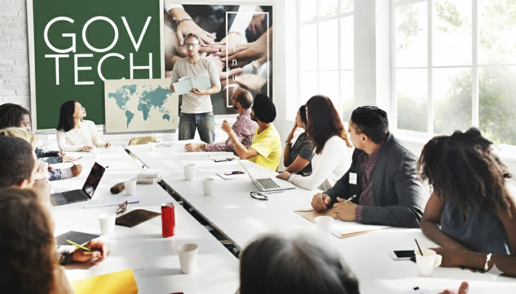 Government tech meeting in a conference room with many people